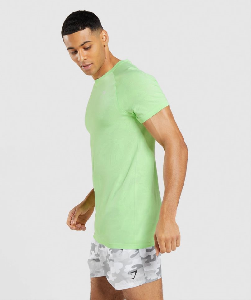 Men's Gymshark Geo Seamless T-Shirts Light Green | CA 785D63